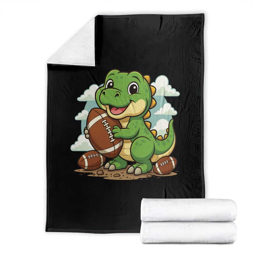 Cute Dinosaur Playing Football Throw Blanket Funny Kids Gift - Wonder Print Shop