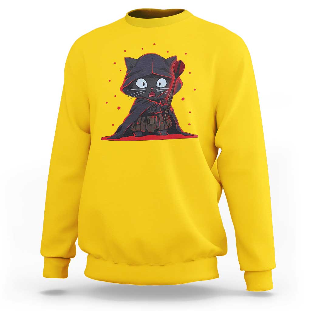 Funny Cat Vader Kitten Playing Darts Sweatshirt Space Scifi Dartist Gift - Wonder Print Shop