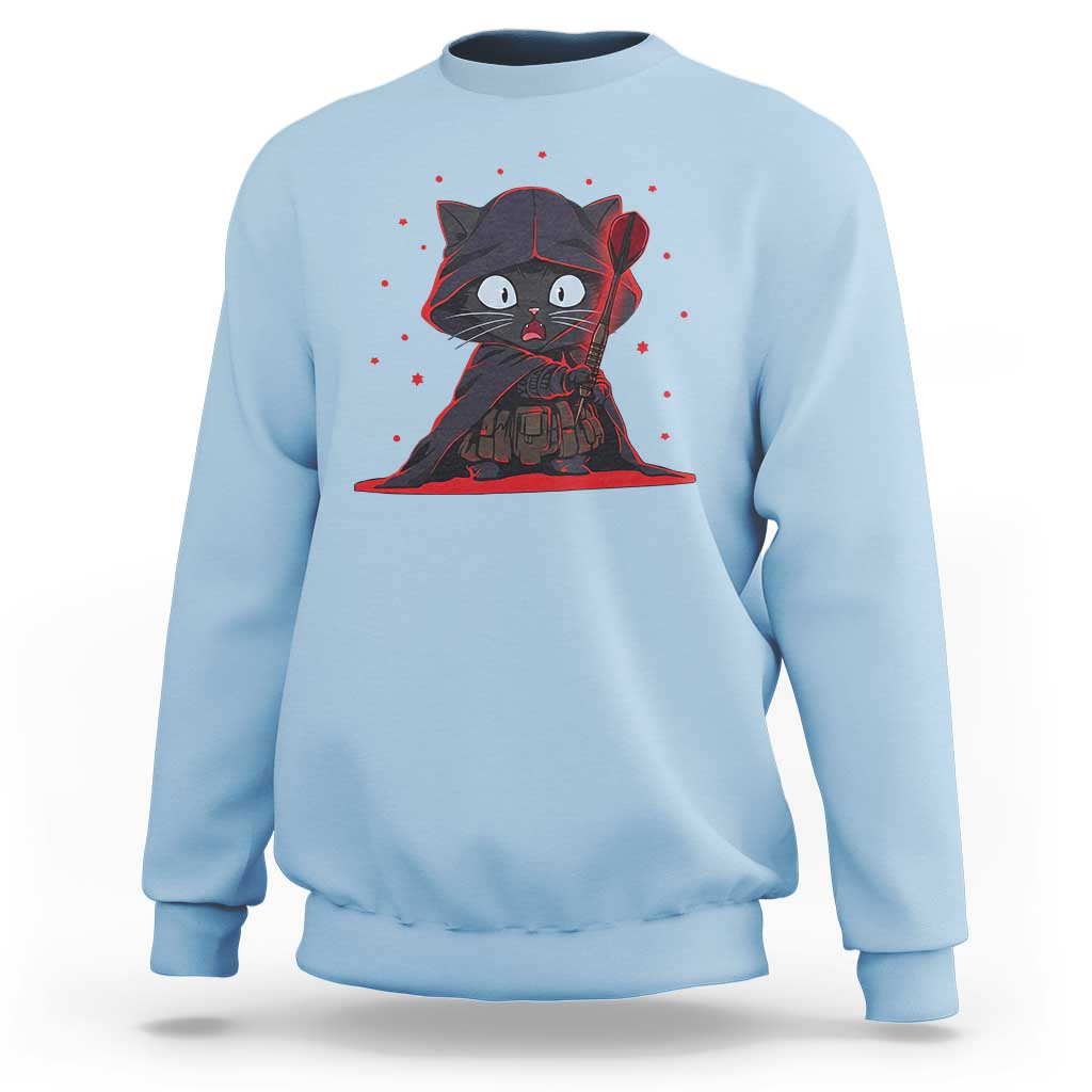 Funny Cat Vader Kitten Playing Darts Sweatshirt Space Scifi Dartist Gift - Wonder Print Shop