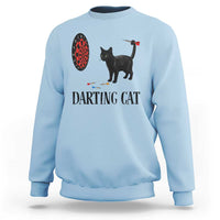 Funny Black Cat Darts Player Sweatshirt Darting Cat Dartist Gift - Wonder Print Shop