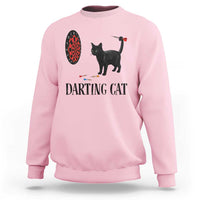 Funny Black Cat Darts Player Sweatshirt Darting Cat Dartist Gift - Wonder Print Shop