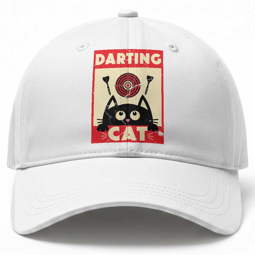 Black Cat Dart Thrower Baseball Cap Cat Lover Dartist Gift