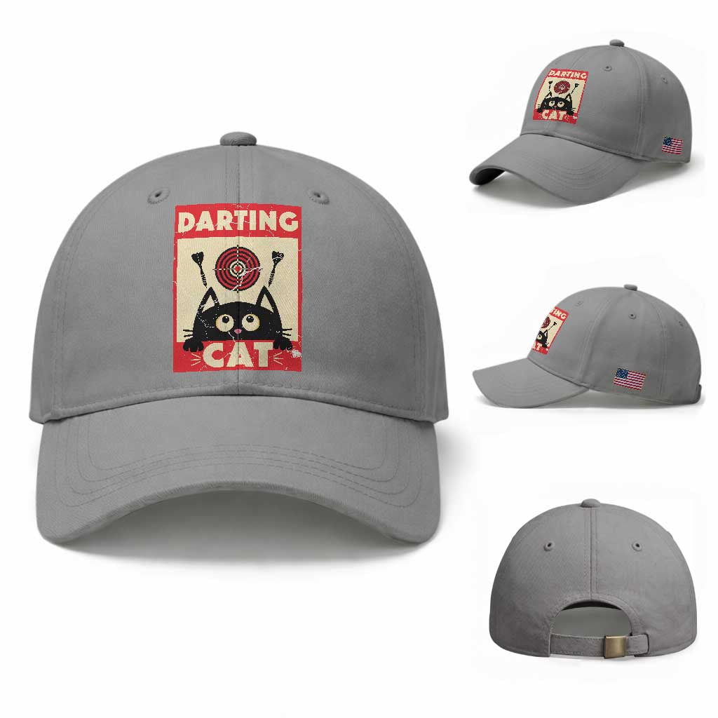 Black Cat Dart Thrower Baseball Cap Cat Lover Dartist Gift