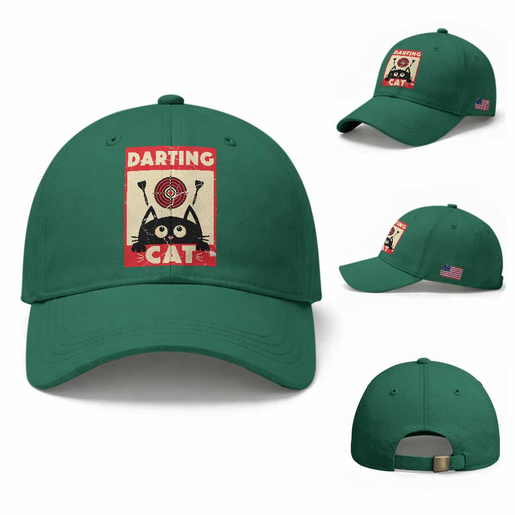Black Cat Dart Thrower Baseball Cap Cat Lover Dartist Gift