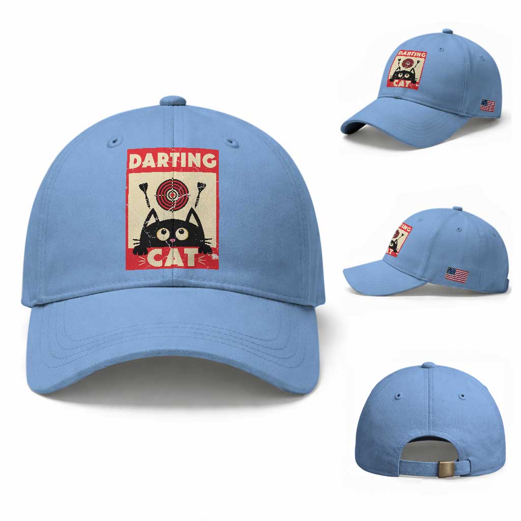 Black Cat Dart Thrower Baseball Cap Cat Lover Dartist Gift