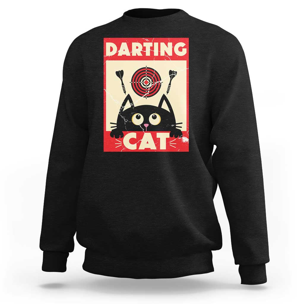 Black Cat Dart Thrower Sweatshirt Cat Lover Dartist Gift - Wonder Print Shop
