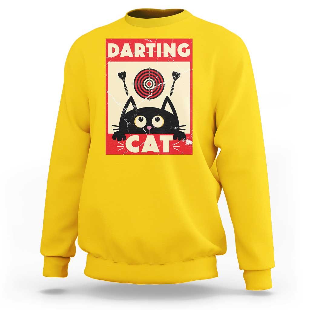 Black Cat Dart Thrower Sweatshirt Cat Lover Dartist Gift - Wonder Print Shop