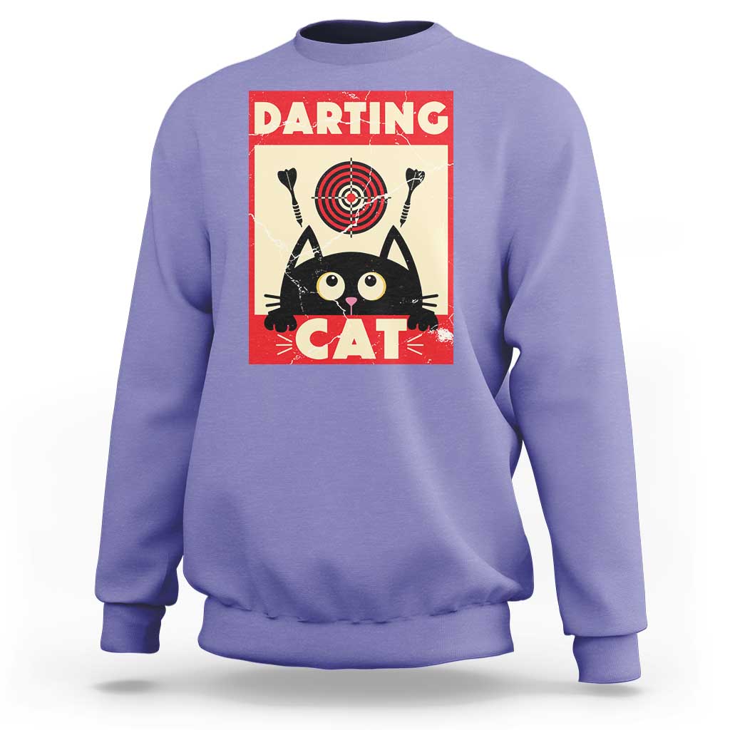 Black Cat Dart Thrower Sweatshirt Cat Lover Dartist Gift - Wonder Print Shop