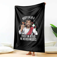 Keep Calm And Trust In Jesus Throw Blanket Christian Dartist Gift - Wonder Print Shop