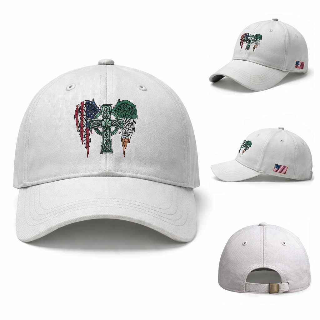 Patriotic Irish American Cross Baseball Cap St Patricks Day Religious Gift