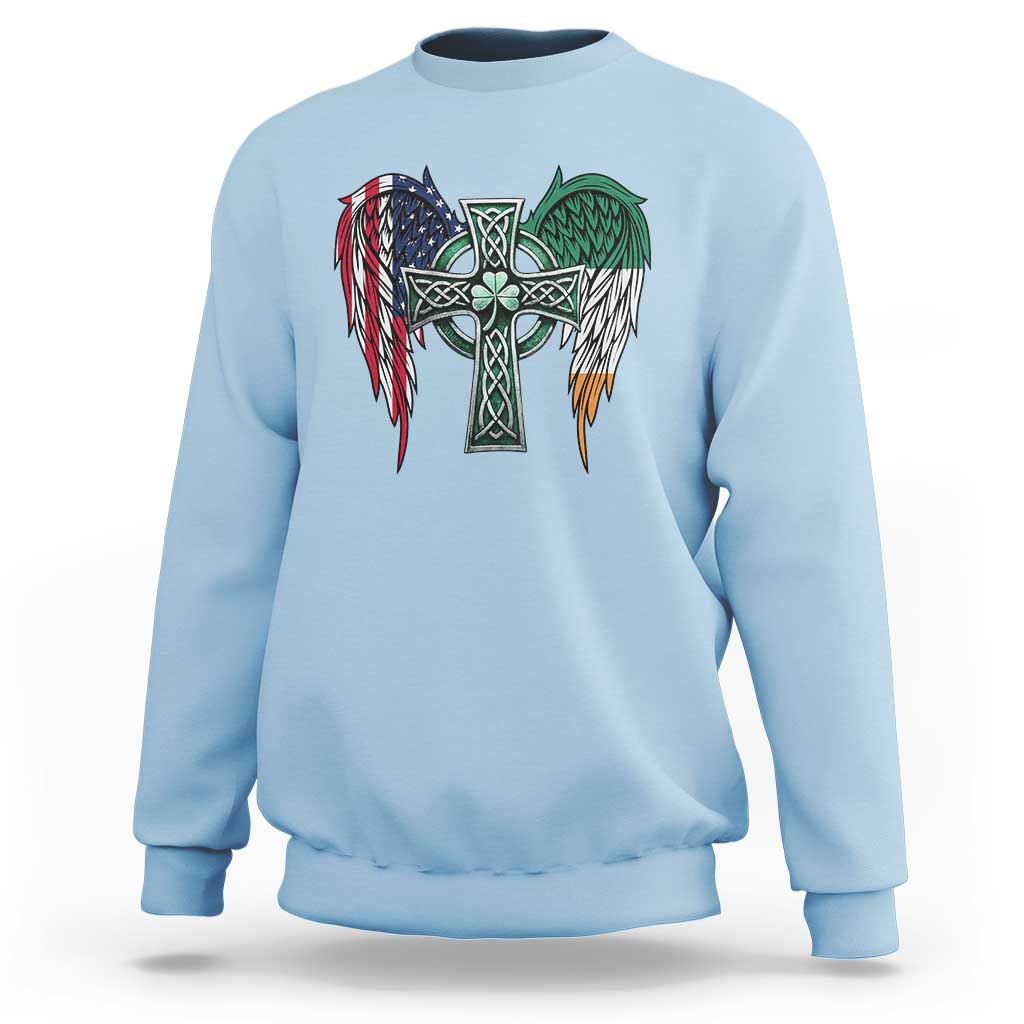Patriotic Irish American Cross Sweatshirt St Patricks Day Religious Gift