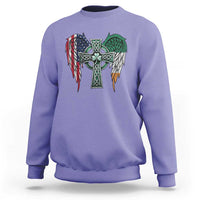Patriotic Irish American Cross Sweatshirt St Patricks Day Religious Gift