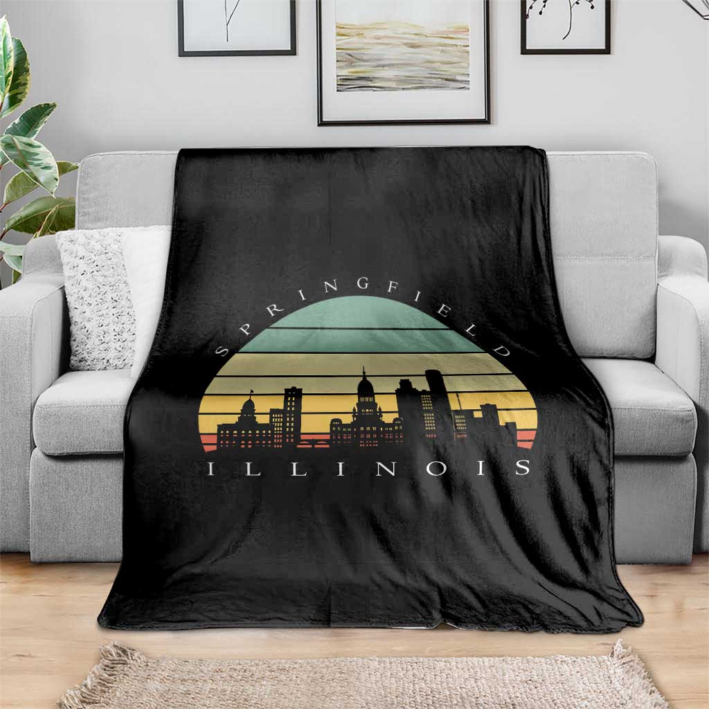 Vintage Springfield Illinois Pride Throw Blanket Scenic Cityscape Gift