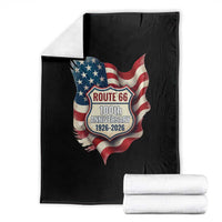 Route Highway 66 Centennial Throw Blanket Vintage American Flag Patriotic Gift