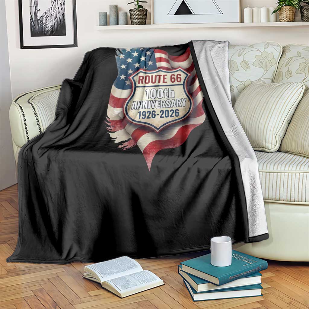 Route Highway 66 Centennial Throw Blanket Vintage American Flag Patriotic Gift