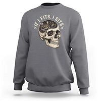Funny Gothic Black Cat Skull Sweatshirt If I Fits I Sits
