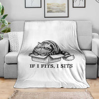 If I Fits I Sits Throw Blanket Chubby Kitty Funny Cat Lover Gift