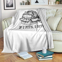 If I Fits I Sits Throw Blanket Chubby Kitty Funny Cat Lover Gift