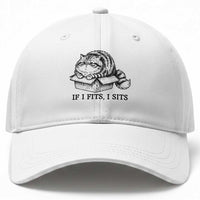 If I Fits I Sits Baseball Cap Chubby Kitty Funny Cat Lover Gift