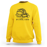 If I Fits I Sits Sweatshirt Chubby Kitty Funny Cat Lover Gift