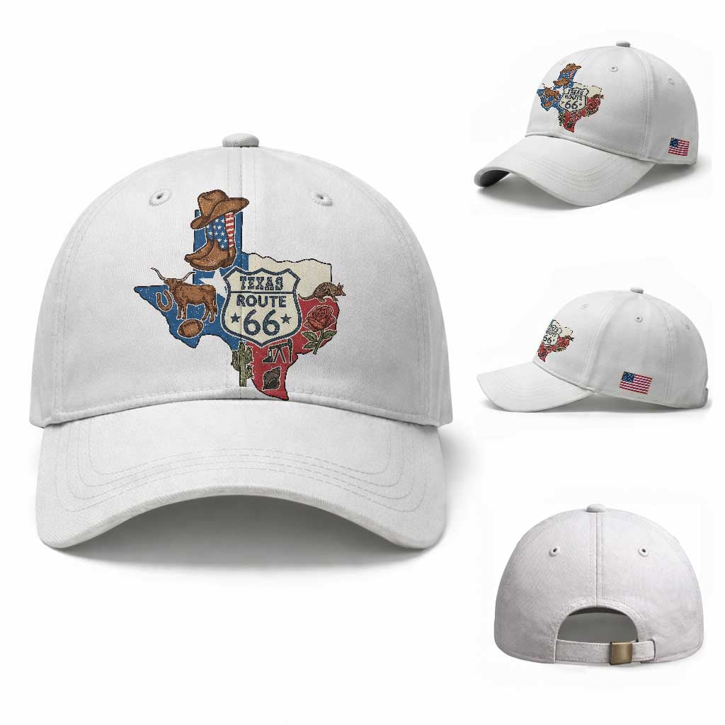 Texas Route Highway 66 Adventure Baseball Cap Desert Road Trip Graphic