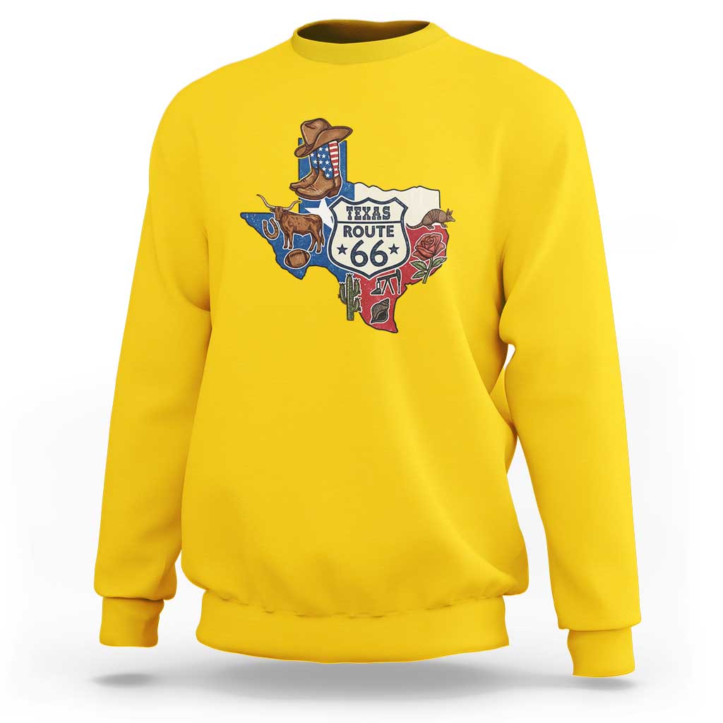 Texas Route Highway 66 Adventure Sweatshirt Desert Road Trip Graphic