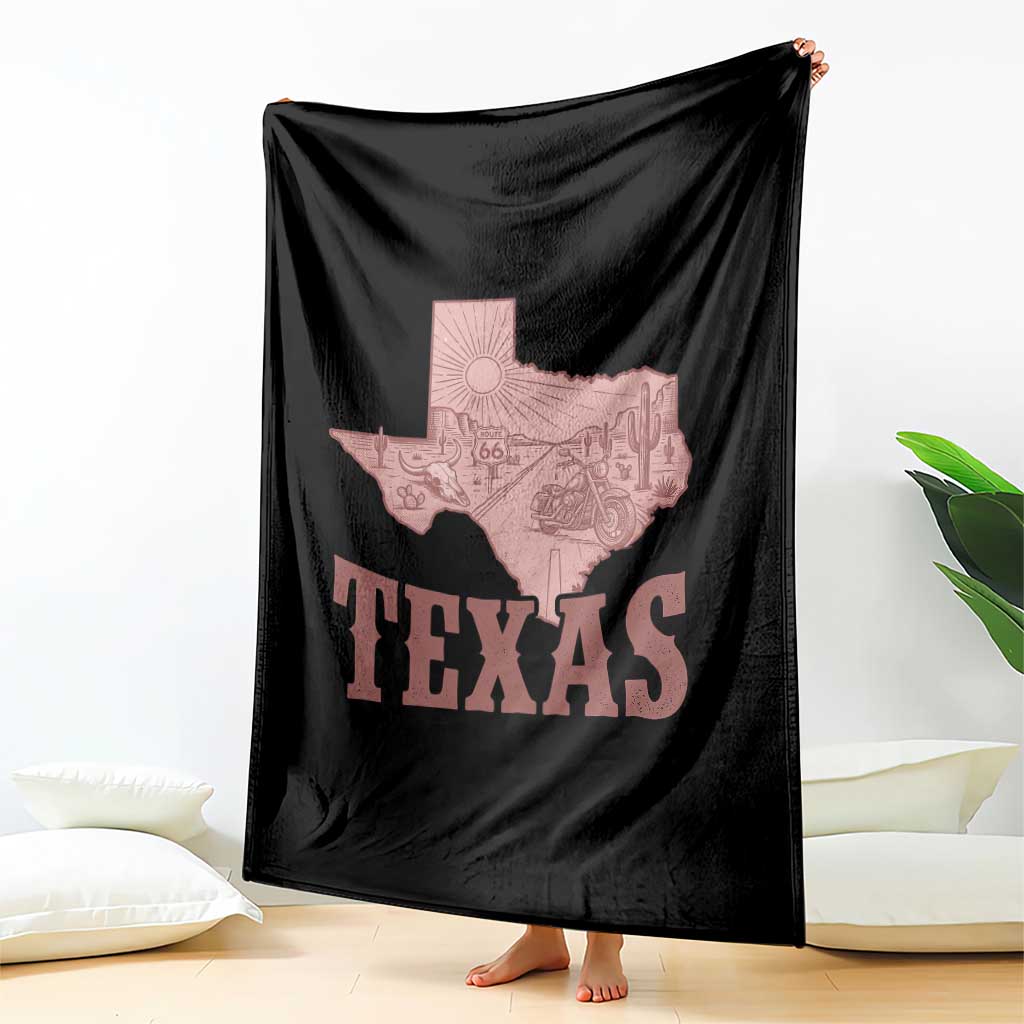 Texas Route Highway 66 Biker Throw Blanket Vintage Biker Road Trip