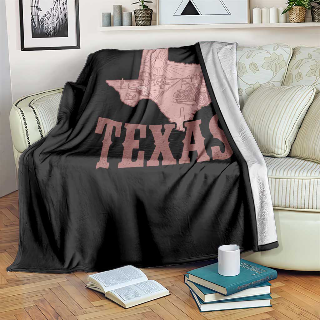 Texas Route Highway 66 Biker Throw Blanket Vintage Biker Road Trip