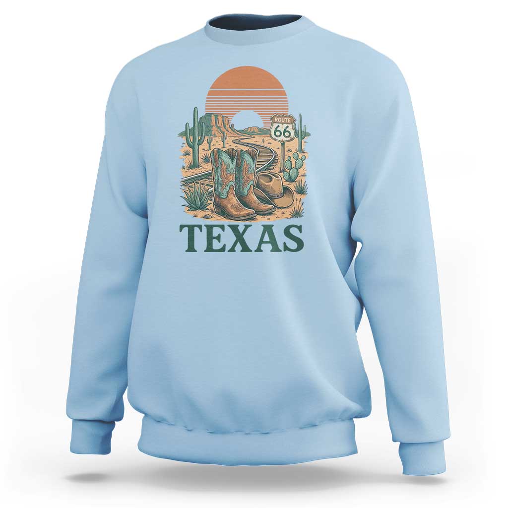 Vintage Route Highway 66 Texas Sweatshirt Amarillo Road Trip Adventure
