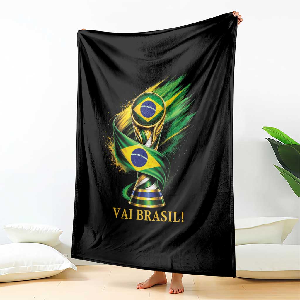 Brazil Soccer Fan 2026 Gift Throw Blanket Vai Brasil
