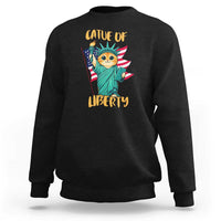 Cat Statue Of Liberty Sweatshirt Patriotic American Flag - Wonder Print Shop
