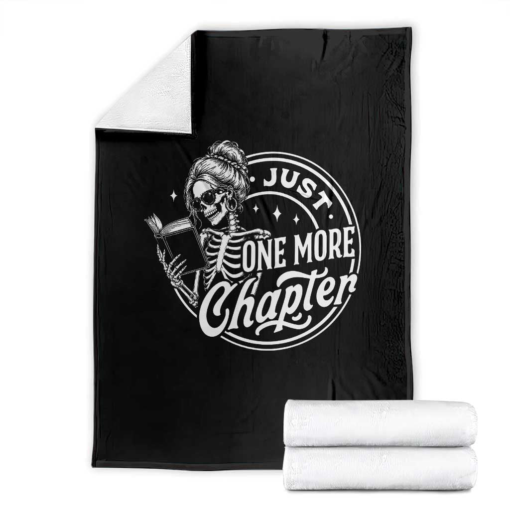 Just One More Chapter Skeleton Woman Throw Blanket Book Lover Gift