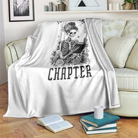 Funny Skeleton Book Lover Throw Blanket Just One More Chapter