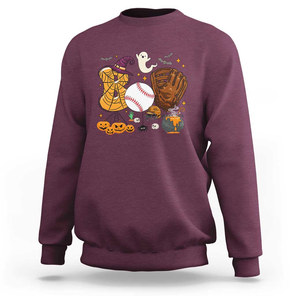 Halloween Baseball Sweatshirt Funny Boo Player Gift For Catcher - Wonder Print Shop