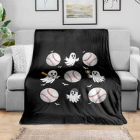 Halloween Baseball Throw Blanket Cute Ghost Playing Ball Gift - Wonder Print Shop