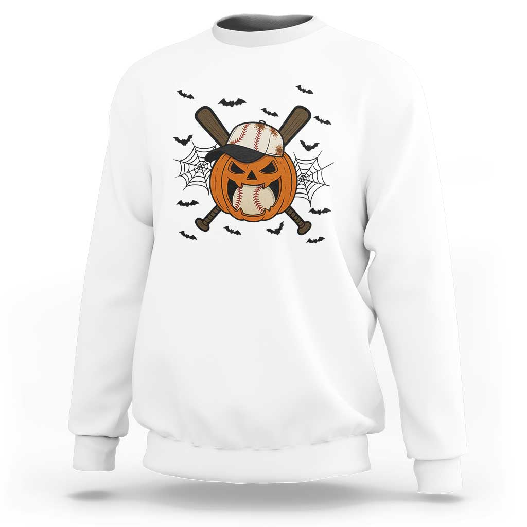 Creepy Jack O Lantern Baseball Sweatshirt Halloween Gift - Wonder Print Shop