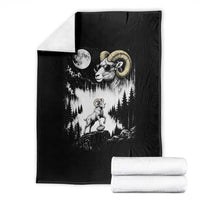 Cool Ram Wearing Sunglasses Moon Nature Vintage Graphic Throw Blanket