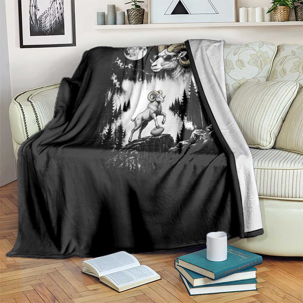 Cool Ram Wearing Sunglasses Moon Nature Vintage Graphic Throw Blanket