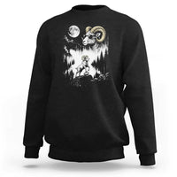 Cool Ram Wearing Sunglasses Moon Nature Vintage Graphic Sweatshirt