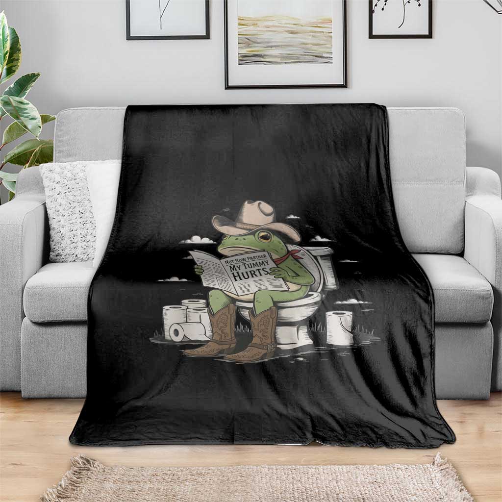 Funny Cowboy Frog Throw Blanket Not Now Partner My Tummy Hurts - Wonder Print Shop