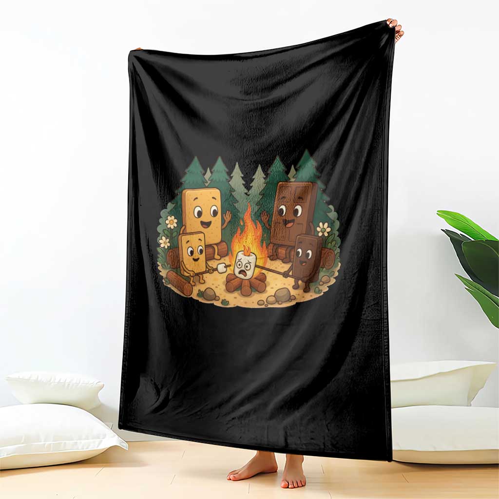 Funny Smores Camping Throw Blanket Marshmallow Chocolate Fire - Wonder Print Shop