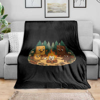 Funny Smores Camping Throw Blanket Marshmallow Chocolate Fire - Wonder Print Shop