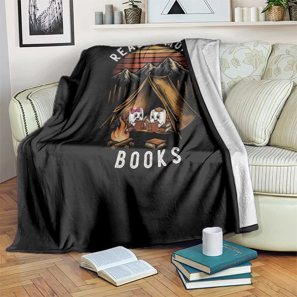 Book Lover Gift Throw Blanket Read Smore Books Camping Humor - Wonder Print Shop