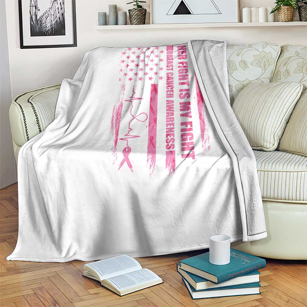 Patriotic Breast Cancer Support Warrior Gift Throw Blanket Her Fight My Fight