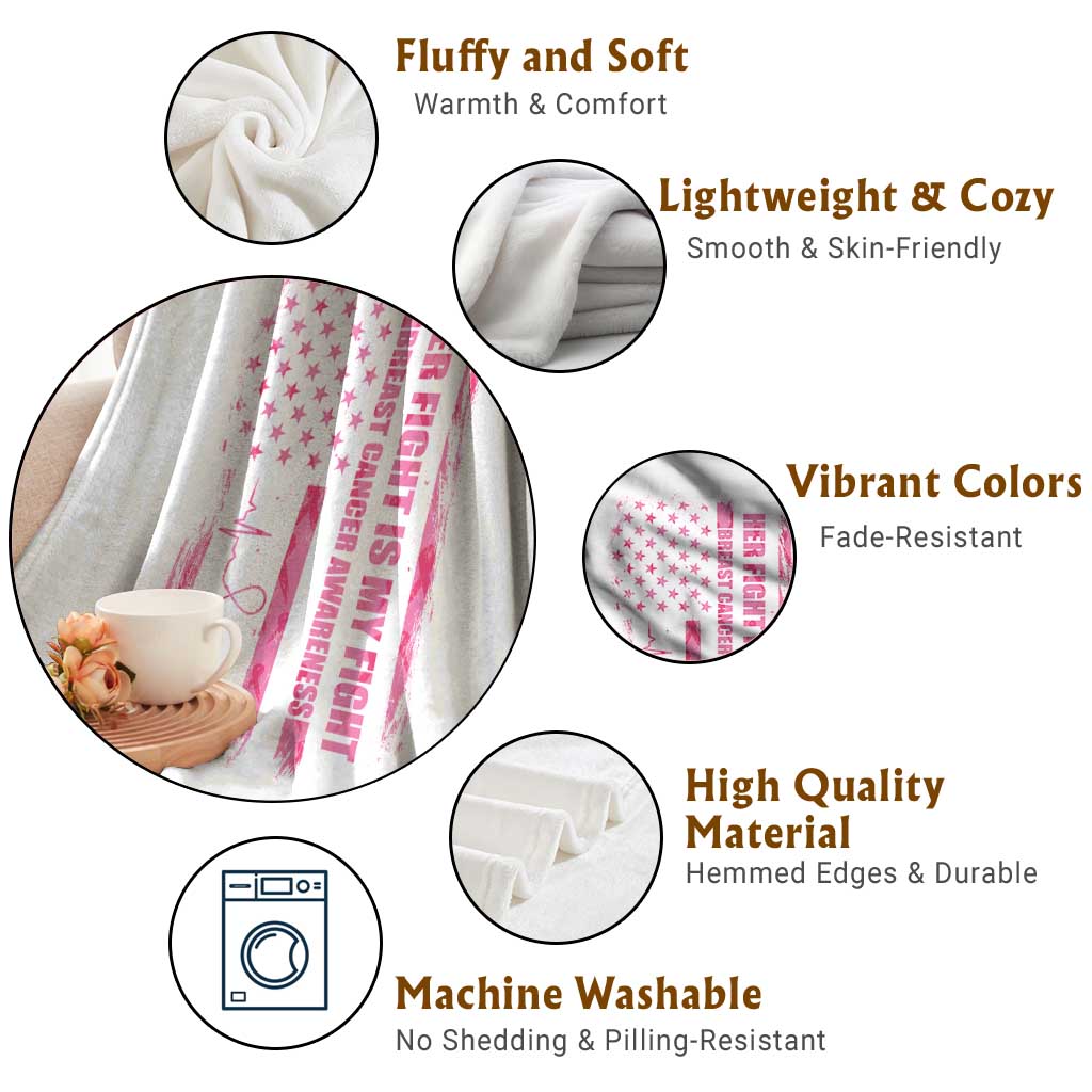 Patriotic Breast Cancer Support Warrior Gift Throw Blanket Her Fight My Fight