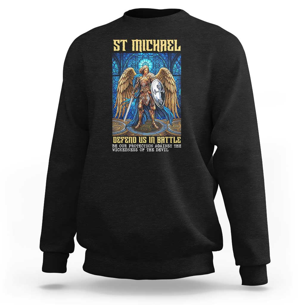 Saint Michael Prayer Defend Us In Battle Sweatshirt Religious Gift