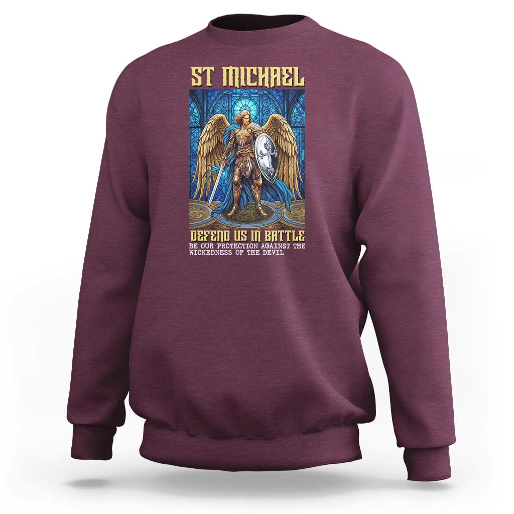 Saint Michael Prayer Defend Us In Battle Sweatshirt Religious Gift