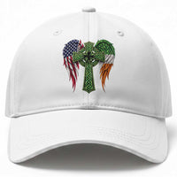 USA Flag Celtic Cross Irish American Baseball Cap St Patricks Day Gift