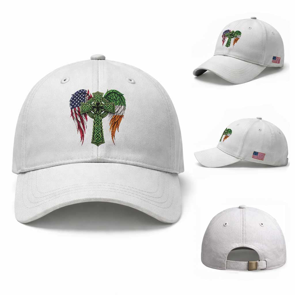 USA Flag Celtic Cross Irish American Baseball Cap St Patricks Day Gift