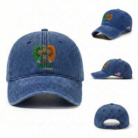 Irish Pride Celtic Cross Washed Cotton Baseball Cap Christian Gift